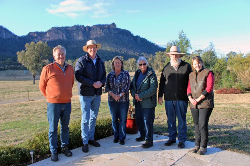 The Hon. Andrew Gee, Member for Calare, with members of the Wolgan Valley Association. Minister Gee visited the Valley on Sunday 4 July to congratulate the Association on being awarded $990,000 in funding under Stage 2 of the Bushfire Local Economic Recovery Fund a joint Federal State initiative in response to the 2019/20 fires. Mr Gee commended the Association on securing the funding for the construction of what will be an important community asset noting the Association's formation only six months earlier.
